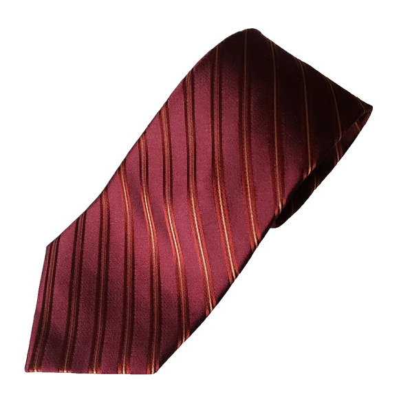 Claiborne Maroon/Gold Striped Silk Tie Necktie - Like New - Picture 1 of 2